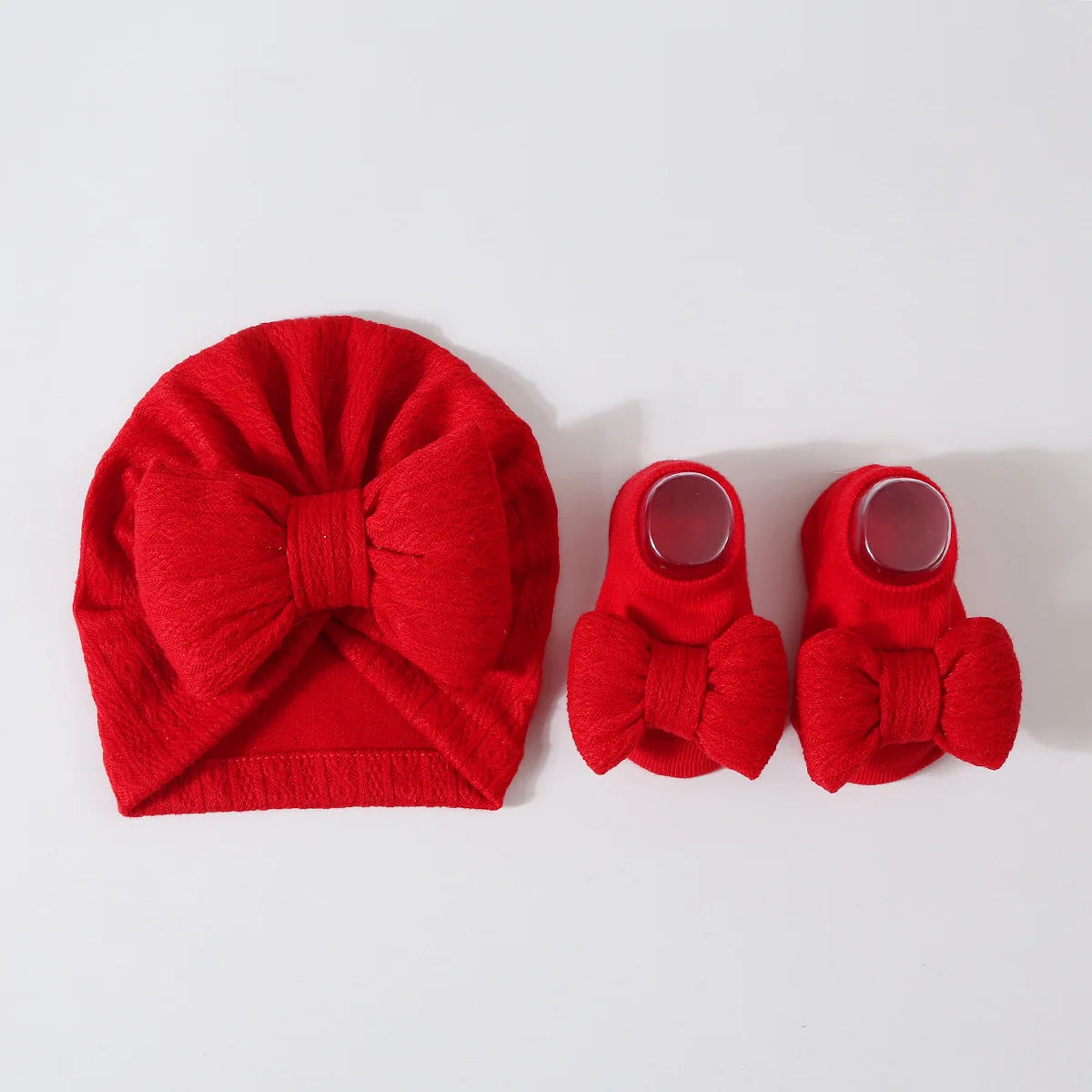Baby Girls Hat + Socks Set 0-12M Cute Toddler Princess Socks Cotton Filled Infant Bows Cap Turban for Kids Newborn Accessories