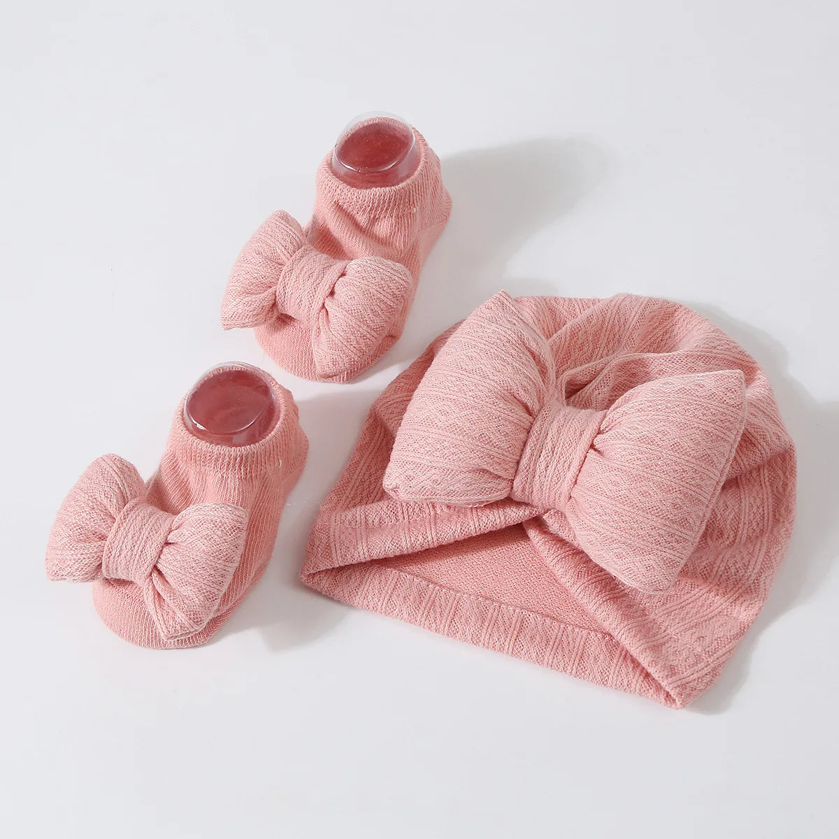Baby Girls Hat + Socks Set 0-12M Cute Toddler Princess Socks Cotton Filled Infant Bows Cap Turban for Kids Newborn Accessories