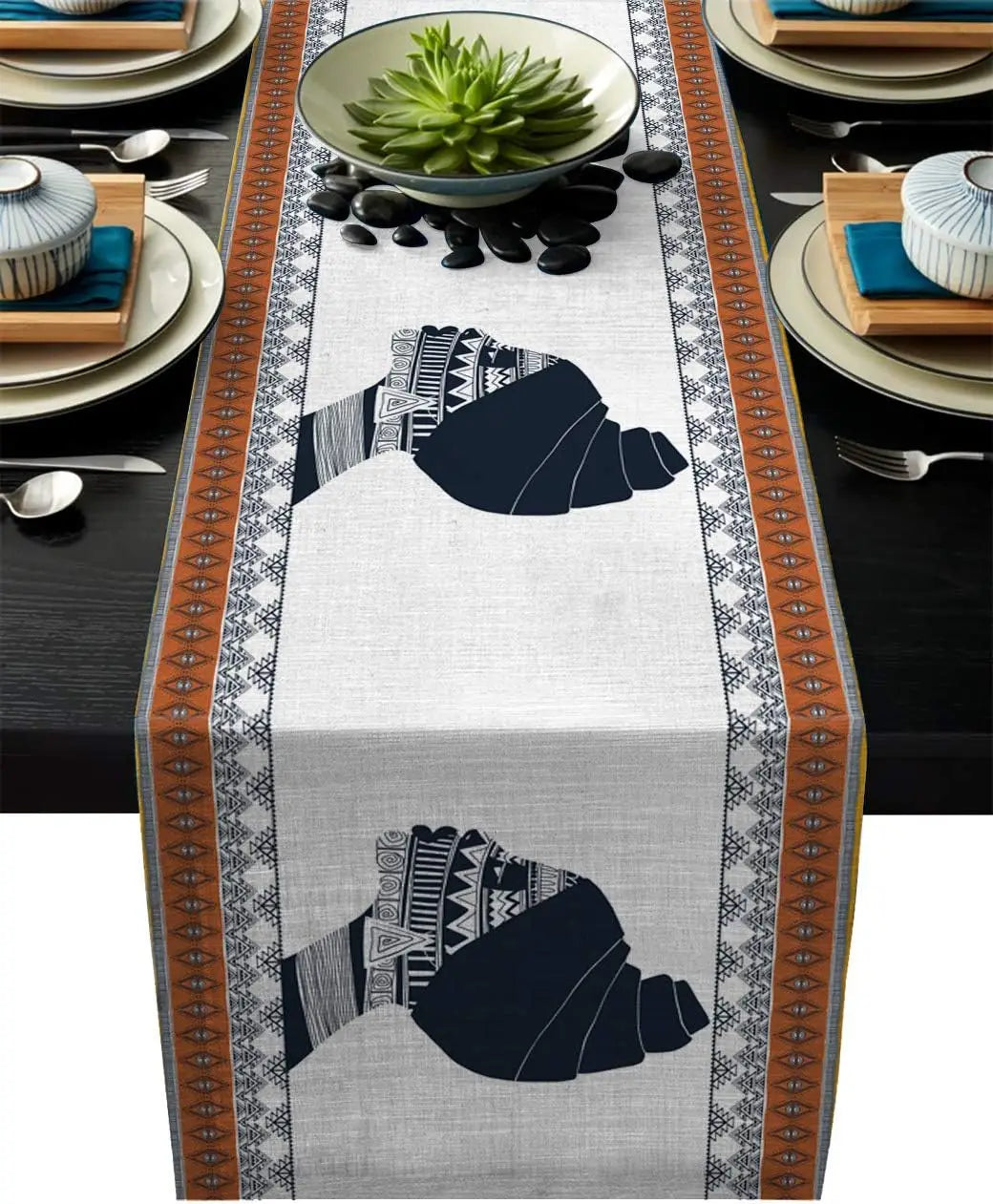 African Women Linen Table Runner Home Decorations Woman Headscarf Tribal Art Folk Style Table Runners Dresser Scarf Table Decor