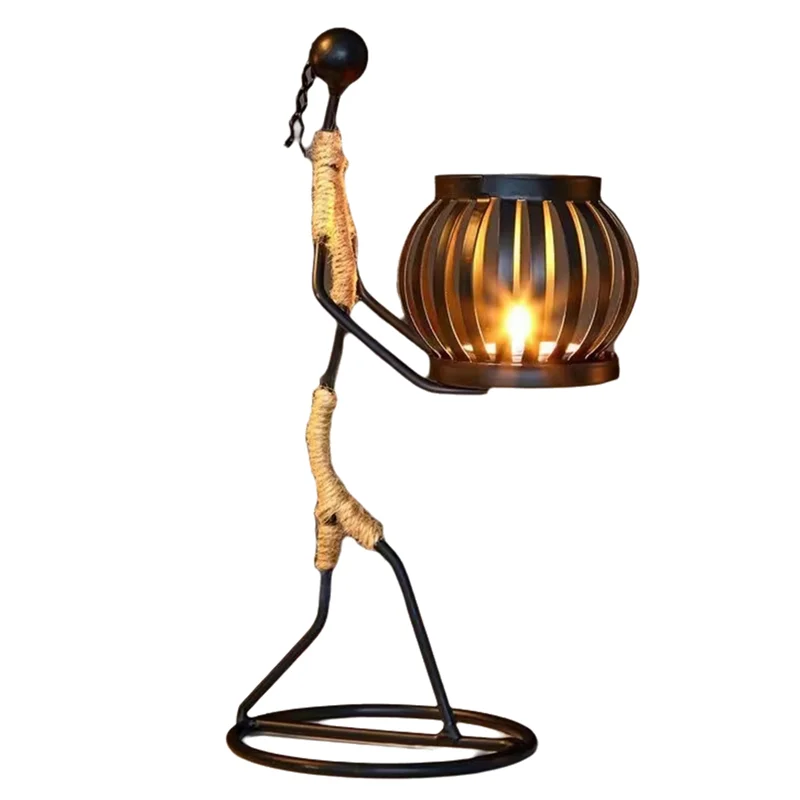 AA50-African Ladies Candle Holder, African Women Iron Candle Holder, Home Bar Table Decoration