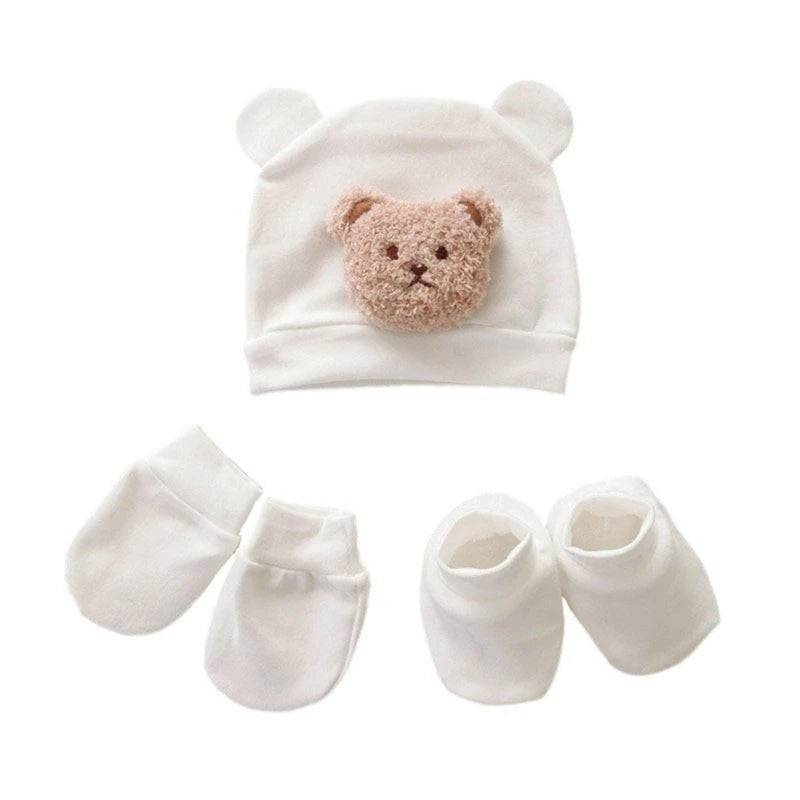 Infant Fashion Accessories Warm Hat Anti-Scratch Gloves Socks Set for Newborns